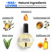 Moisturizing Cuticle & Nail Care Oil 2.3 Fl Oz - Vanilla Scented – Infused with Jojoba Oil, Aloe, Vitamin E – Nail & Cuticle Hydration, Repair, Moisturizer, Strengthener, Growth