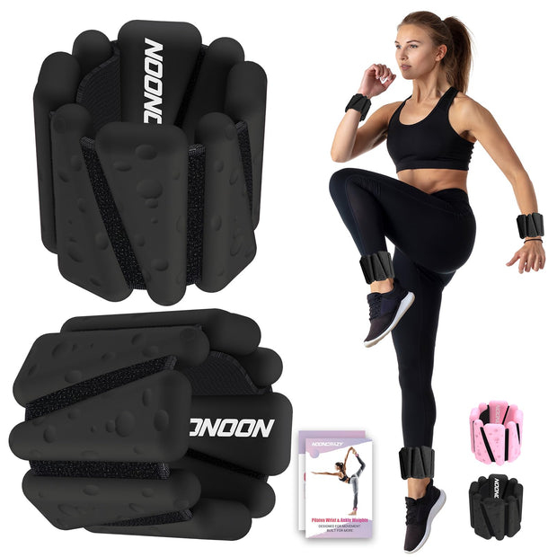 Wrist Ankle Weights Bangles 4lb/2lb for Women, Adjustable Silicone Pilates Weights Bracelet, Heavy Duty Fasteners Wearable Arm & Leg Weights for Yoga, Pilates, Barre, Walking and Gym (Set of 2)
