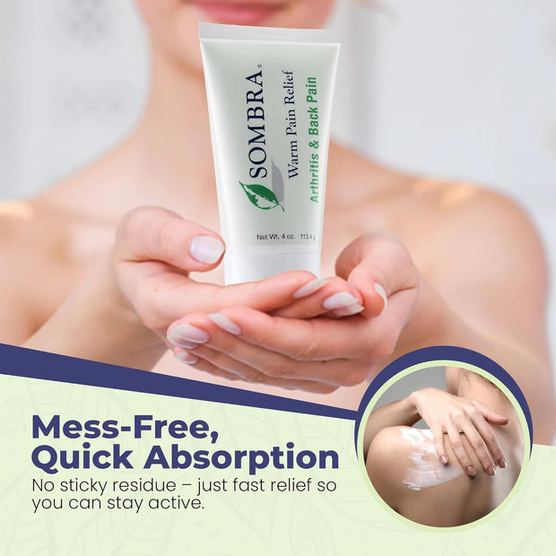 Sombra Warm Pain Relief Gel, Warm Relief for Arthritis and Chronic Pain Pre-Workout Muscle Rub Vegan Formula Free of Artificial Fragrances, Dyes, NSAIDs, Wax, Petroleum, Alcohol - 4oz Jar