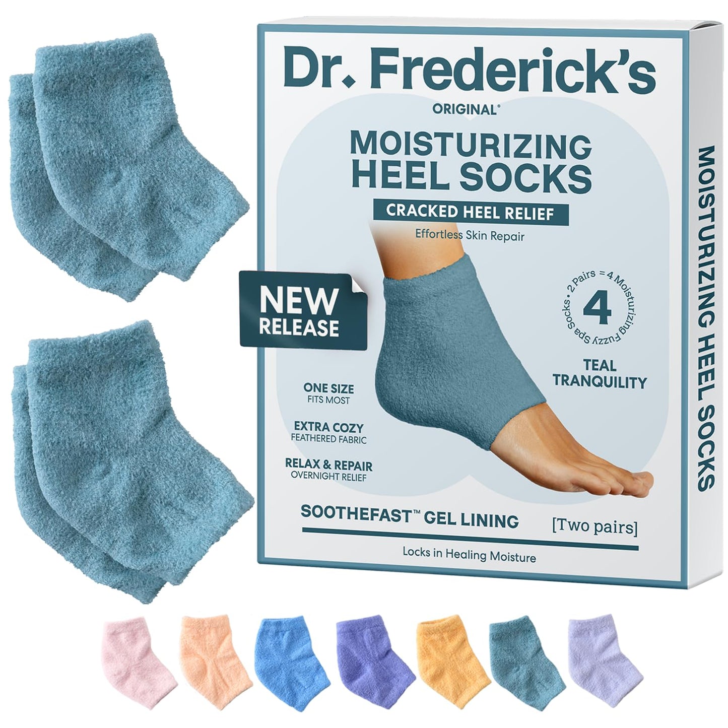 Dr. Frederick's Original Moisturizing Fuzzy Heel Socks - 2 Pairs - Cozy Gel-Lined Sleep Socks for Women & Men - Soothes Dry, Cracked Feet - Heel Repair - Relaxing Rose