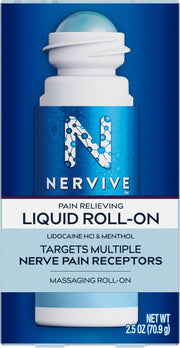 Nervive Pain Relieving Roll On Liquid, Max Strength No-Mess Topical Pain Reliever with Lidocaine and Menthol for Toes, Feet, Fingers, Hands, Legs & Arms, 2.5oz