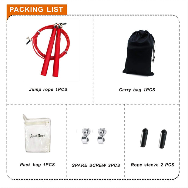 Speed Jump Rope - 360° Swivel Ball Bearing - Adjustable steel coated rope-Aluminum Anti Skipping Handle -Fitness Training Boxing Sports Exercises -Suitable for Kids and Adults