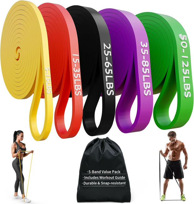TOPOKO Resistance Bands Set of 5 – Pull Up Assistance Bands for Men & Women, Heavy Duty Workout Bands for Exercise, Strength Training, Stretching, Physical Therapy, Home & Gym
