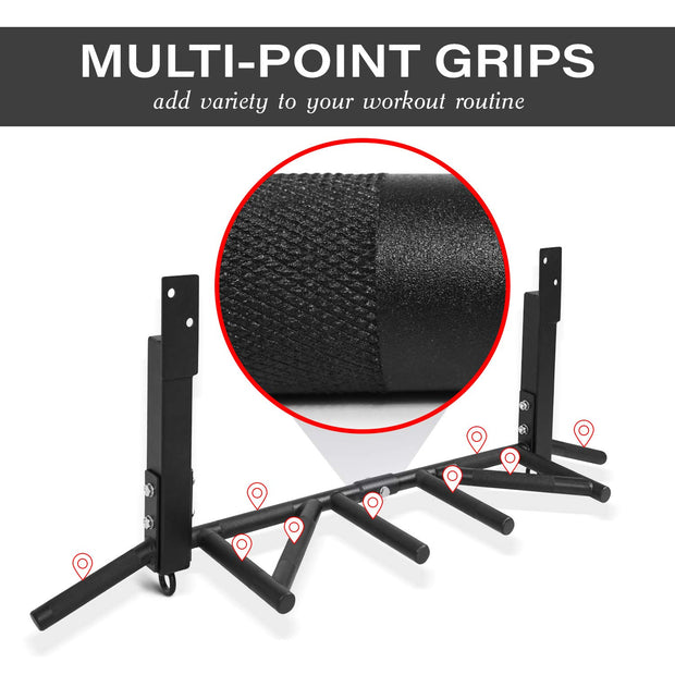 Yes4All Multi-Grip Wall Mount Pull-Up Bar, 16 Inches & 24 Inches Reversible Stud and Wall Compatibility Mounted Pull Up Bar Design, Solid Construction Strength Training