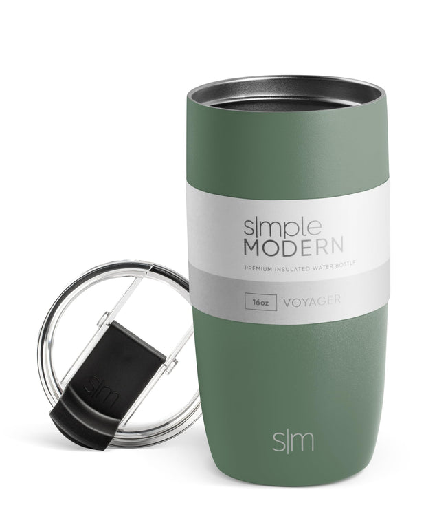 Simple Modern Travel Coffee Mug Tumbler with Flip Lid | Reusable Insulated Stainless Steel Cold Brew Iced Coffee Cup Thermos | Gifts for Women Men Him Her | Voyager Collection | 12oz | Almond Birch