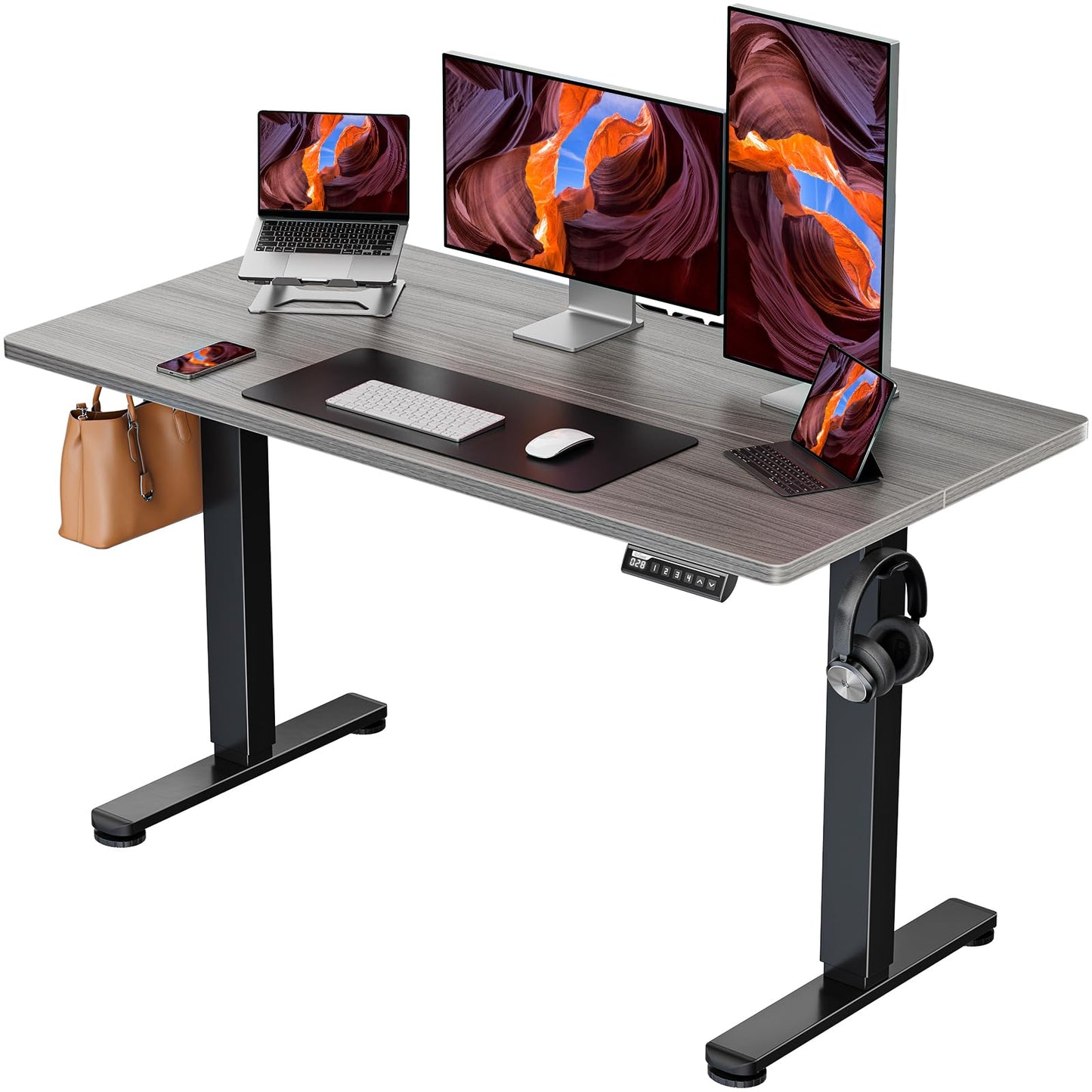 ErGear Height Adjustable Electric Standing Desk, 48 x 24 Inches Sit Stand up Desk, Memory Computer Home Office Desk with Two-Piece Desktop (Black)
