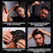 Viking Revolution Black Hair Fibers for Thinning Hair Men - Thick Fiber for Bald Spot Cover Up - Hair Building Fibers with Kerating and Biotin - Hair Fiber for Men for Thicker and Fuller Look (0.52oz)