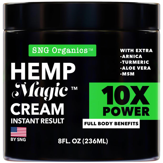 Super Natural Goods Hemp Cream Maximum Strength (8oz) Hemp Oil & Arnica, Soothes Discomfort on Joint Muscle Shoulder Hip Neck Knee & Back Support. All Soothing Cream. Instant Menthol Rub