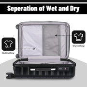 Lightweight Luggage with Spinner Wheels & YKK Zipper, Hard Shell 3-Piece Suitcase ABS+PC Hardside Luggage Set with TSA Lock for Men Travel, Black (20+24+28 inch)