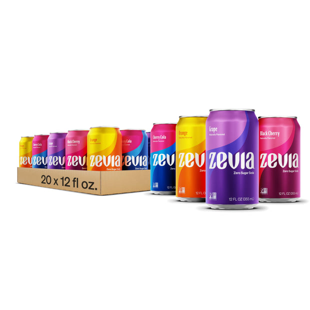 Zevia Zero Calorie Soda, Nostalgic Variety Pack, 12 Fl Oz (Pack of 20)