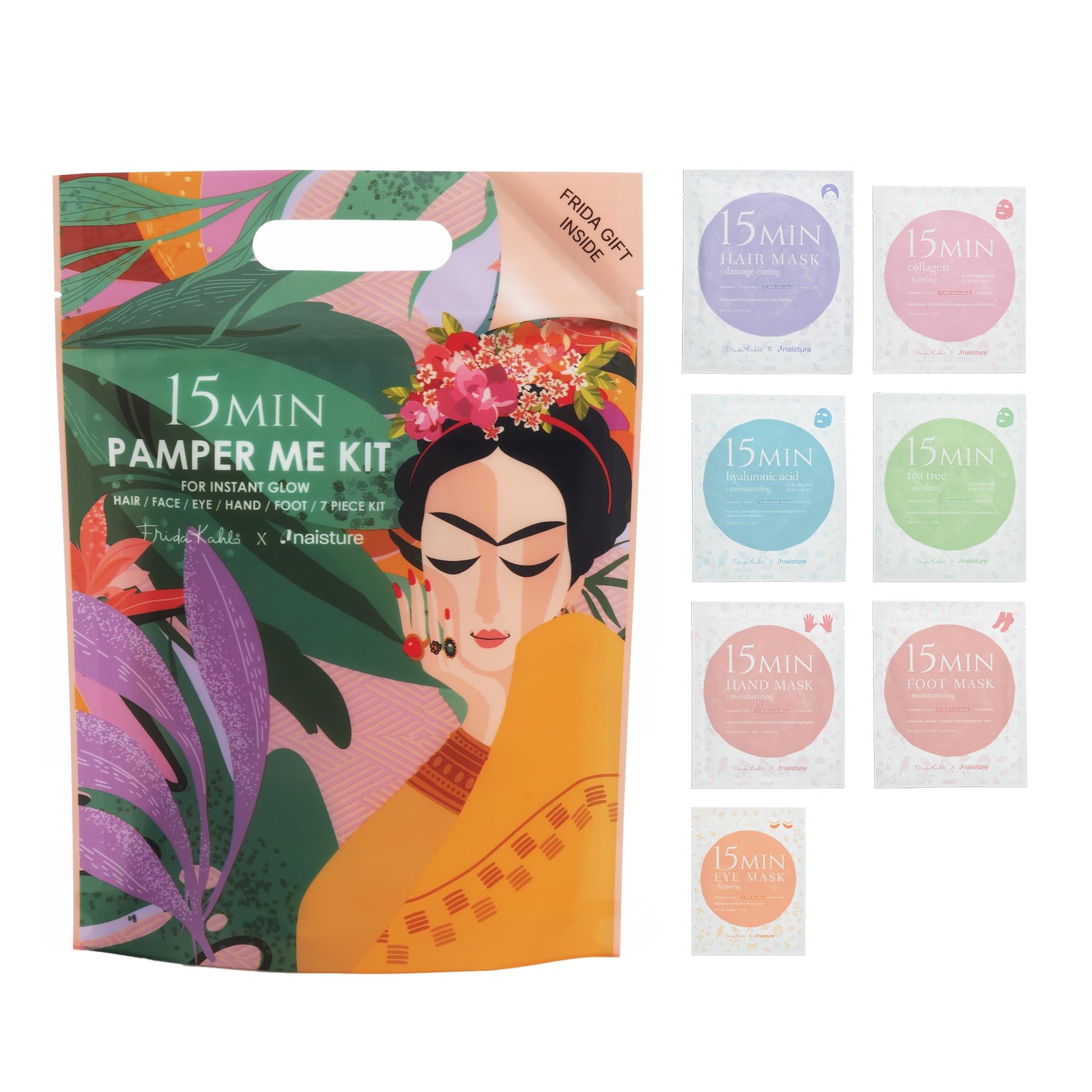 15 Min Pamper Me Kit by Naisture – Korean Spa and Skincare Kit for Women with Hair Mask, Hand and Foot Masks, Eye Mask, and Face Masks