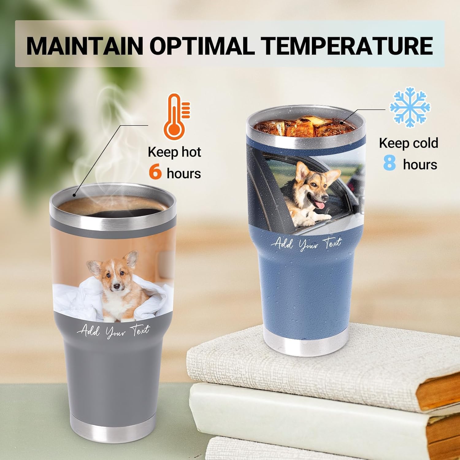 Personalized Tumbler with Picture Text Name Logo, 30oz Stainless Steel Custom Coffee Mug cup with Lid Straw, Anniversary Wedding Christmas Birthday Gifts for Women Men Kid