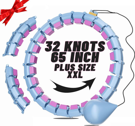 65inch 32 Knots Plus Size Quiet Weighted Hula Infinity Fitness Detachable Hoops Smart Silent Infinity Hula for Women 2 in 1 Waist and Abdominal Workout Hoop