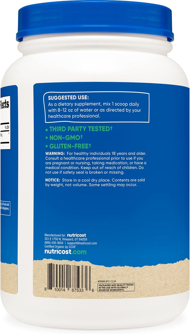 Nutricost Organic Spirulina Powder 2 LB - Pure, Certified Organic Spirulina