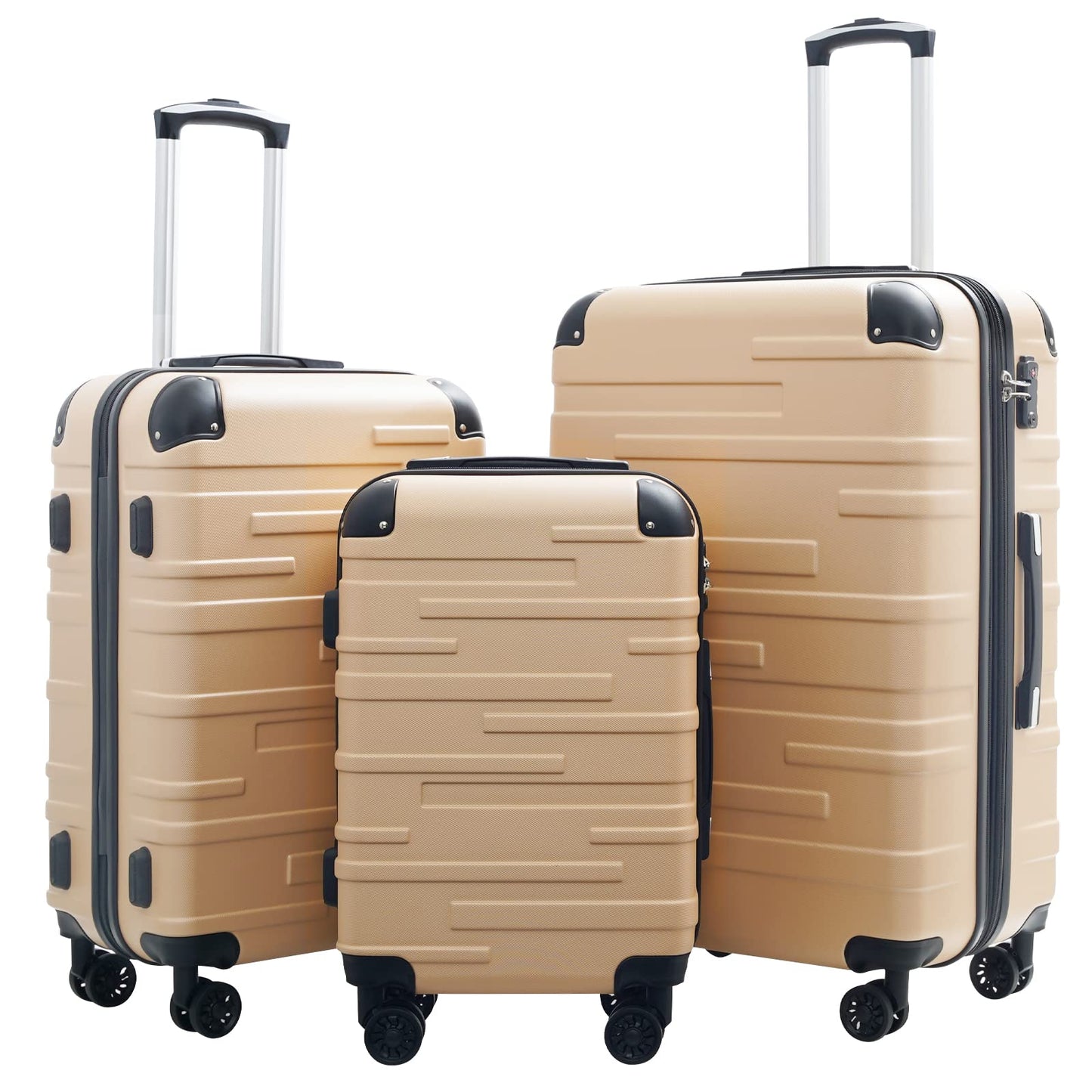 Coolife Luggage Expandable(only 28") Suitcase 3 Piece Set with TSA Lock Spinner 20in24in28in (dark green)