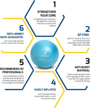 ProBody Pilates Small Exercise Ball - 9 Inch Workout Ball for Stability, Barre, Yoga, Core & Physical Therapy