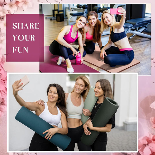 Timgle 6 Pcs 10mm Thick Yoga Mat, 68 x 24 Inches, Anti-Slip Tear-Resistant Exercise Mat for Adult Fitness, Stretching, Home Workout and Studio