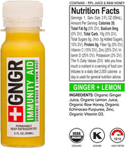 +GNGR Immunity Booster Organic Ginger and Turmeric Shot - Cold Pressed Ginger Shots with Turmeric, Cayenne Pepper, Orange, Lemon for All Natural Immune & Digestive Support (2 Oz, Pack of 12)