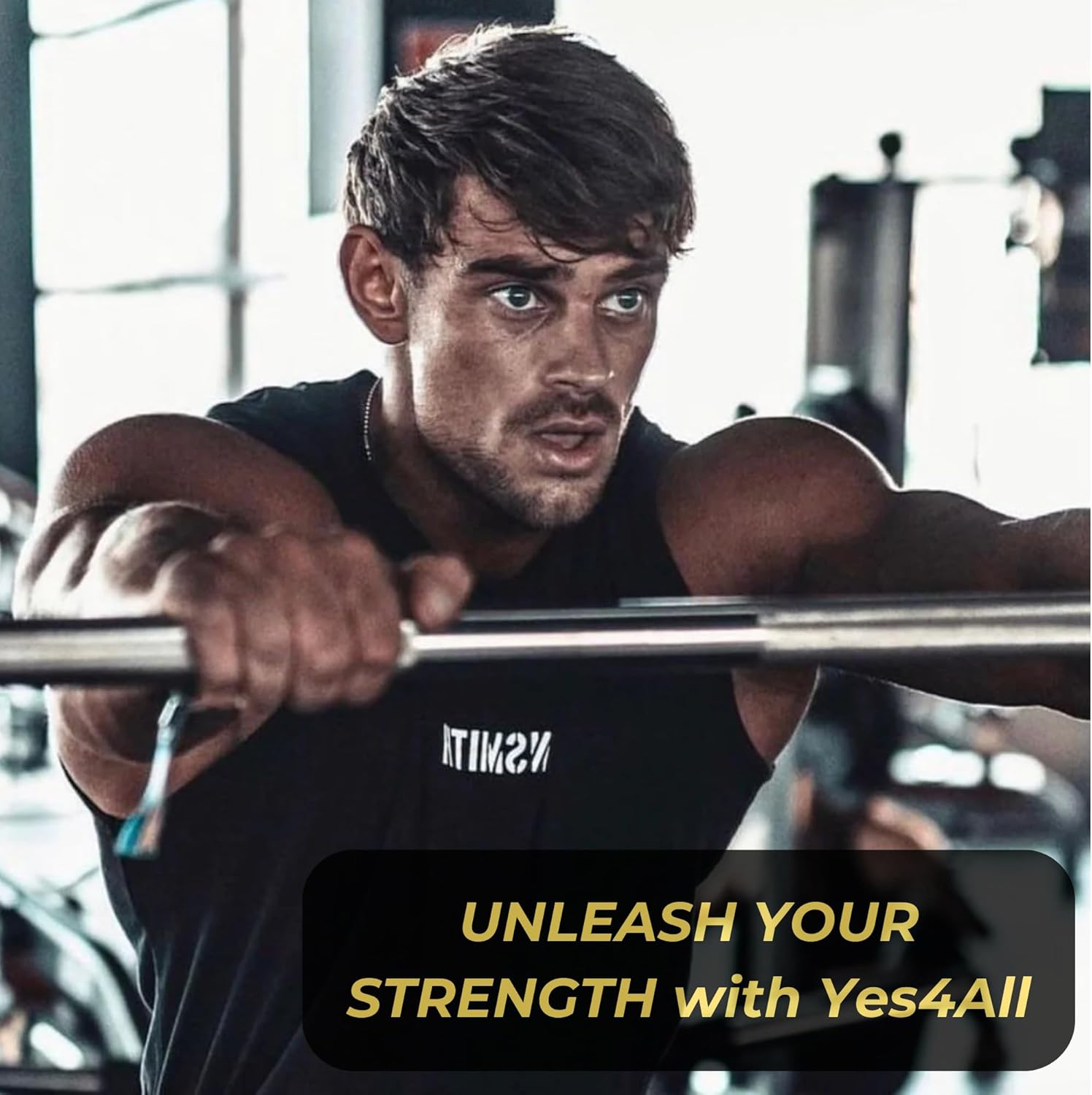 Yes4All 480LB Standard Straight Barbell 60" & EZ Curl Bar 47", Weight Bar 1" Diameter - Star Lock Collars & Rubber Ring for Deadlifts, Squats