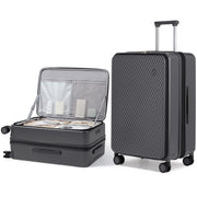 mixi 24 Inch Large Expandable Checked Luggage PC Hard Shell Suitcase Top Opening Rolling Travel Suitcases with Spinner Wheels & TSA Lock, Smoke White