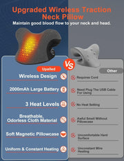 Wireless Heated Neck Stretcher for Pain Relief, Portable Cordless Neck Shoulder Cervical Traction Device with Graphene Heating Pad No Smell Magnetic Therapy Case Relaxer for TMJ Migraine Spine Alignme