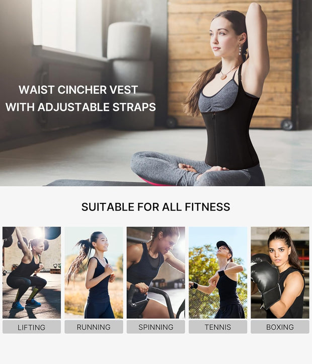 Nebility Waist Trainer for Women Corset Shapewear with Zipper Women's Waist Cincher Tank Top with Adjustable Straps