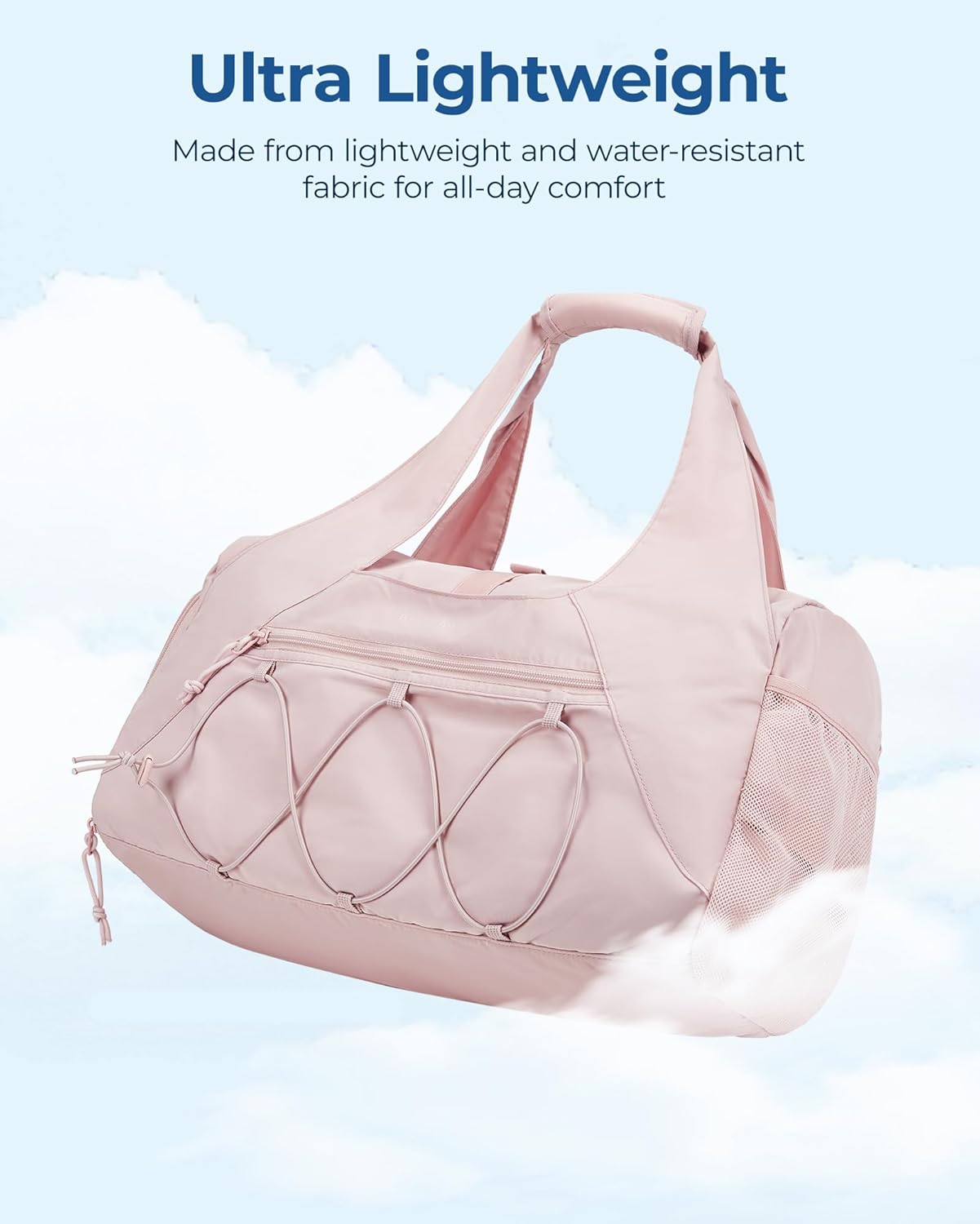 BAGSMART Gym Bag for Women, Lightweight Duffel with Shoe Compartment, Weekender with Wet Pocket, Workout Yoga Tote, Pin