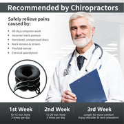 S Cervical Neck Traction Device for Neck Pain Relief - Inflatable Neck Stretcher Collar for Decompression - Best Home Use Neck Brace Pump (Black Plush)