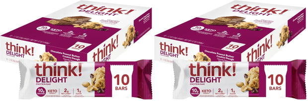 think! Delight Protein Bars, Chocolate Peanut Butter Pie, Low Sugar & Low Carb Gluten-Free Snack, Keto Friendly Snacks, 12 Count (Packaging May Vary)