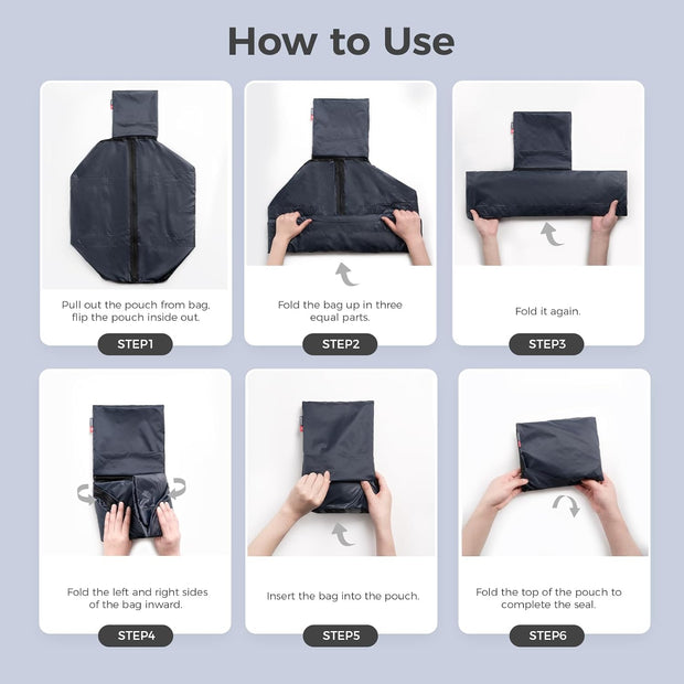 pack all 45L Foldable Duffel Bag, Water-Resistant Sports Gym Bag, Portable Weekender Bag Lightweight for Travel, Fitness and Camping (Navy Blue)