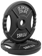 Olympic Cast Iron Plate for Strength Training and Weightlifting, Pairs, Sets or Set with Barbell, Multiple Sizes