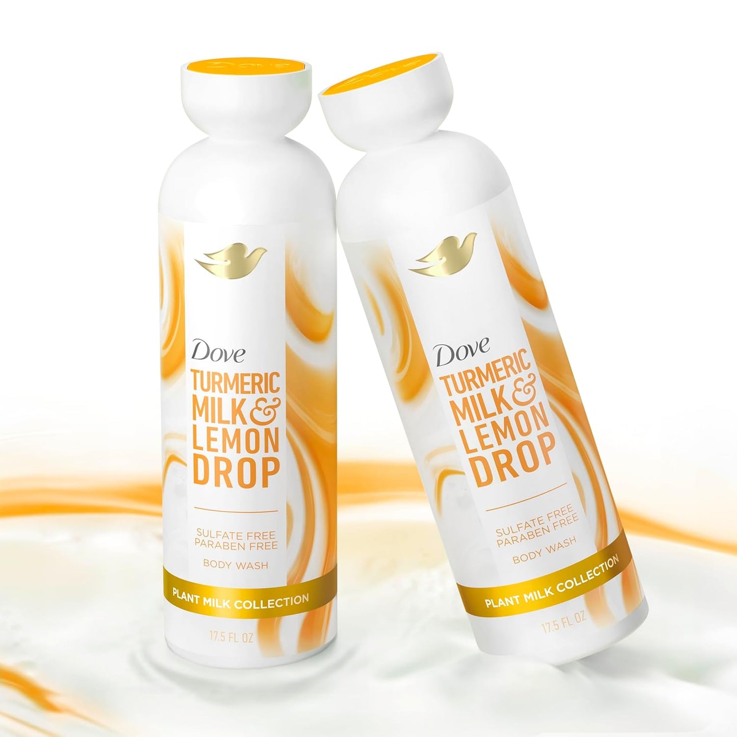 Dove Plant Milk Cleansing Body Wash Turmeric & Lemon for Moisturized Skin Gentle Cleanser, No Sulfates or Parabens, pH balanced 17.5 fl oz