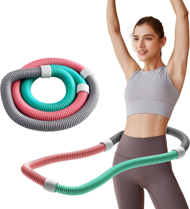 Weighted Soft Spring Hula Hoop for Adults, 3lb Foldable for Home and Travel, Portable Slimming Fitness Hoop for Weight Loss, Waist-Friendly Design, Upgraded Closed Silent Version