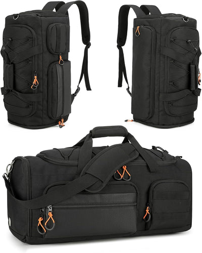 SeaRock Gym Bag for Men & Women, 40L Sports Travel Duffel Bag with Shoe Compartment, 3-In-1 Water Resistant Carry On Weekender Bag for Airplane, Workout Overnight Backpack for Travel, Black