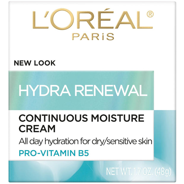 L'Oreal Paris Skincare Hydra-Renewal Face Moisturizer with Pro-Vitamin B5 for Dry Sensitive Skin, All-Day Hydration, 1.7 Oz