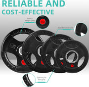 Olympic Cast Iron 2-Inch Weight Plates for Strength Training & Weightlifting, 255 Pounds Set, Multiple Packages