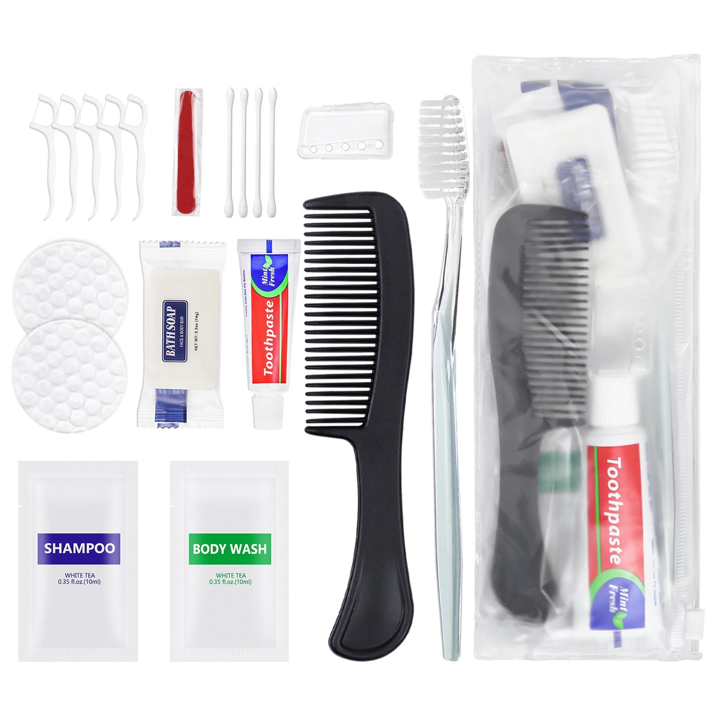 20 Sets Personal Hygiene Kit Bulk, Disposable Toothbrushes with Toothpaste Floss Comb Soap Cover Shampoo Body Wash and Vanity Kit, Toiletry Kits Homeless Supplies Bulk for Women,Men,Travel,Homeless