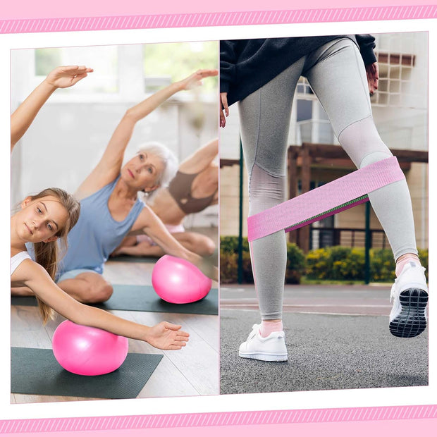 Poen Home Pilates Kit for Women Pilates Equipment Ring and Ball Set with Stretching Strap 8 Resistance Bands Non Slip Socks Gym Back Bags Exercise Equipment for Workout