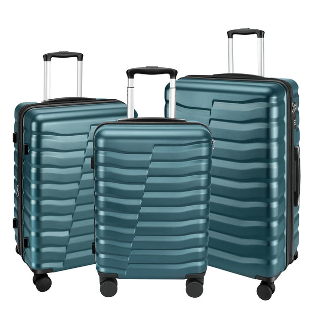 Lightweight Luggage with Spinner Wheels & YKK Zipper, Hard Shell 3-Piece Suitcase ABS+PC Hardside Luggage Set with TSA Lock for Men Travel, Black (20+24+28 inch)