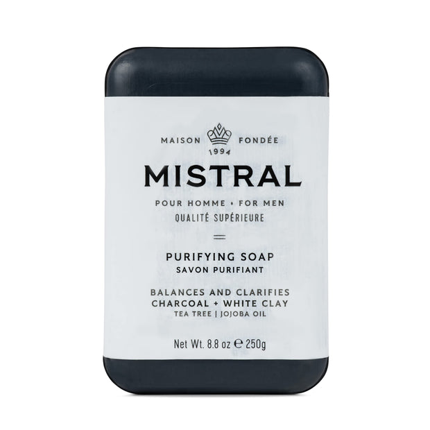 Mistral Cedarwood Marine Luxury Bar Soap for Men | Men’s Natural Soap Bar | Paraben, Phthalates Free | Moisturizing & Triple-Milled Natural Soap for Men - Made in France | Large, 8.8 oz