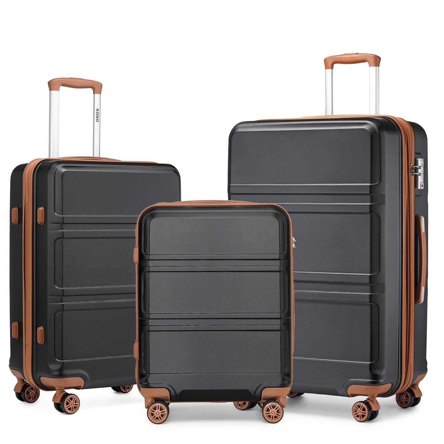 Kono 3 Piece Luggage Sets Expandable(only 28") Lightweight with Spinner Wheels TSA Lock Hardside Travel Rolling Suitcases 20in 24in 28in Carry on Pink