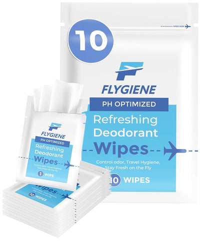Underarm Wipes for Men & Women – Compact, TSA-Approved, & Convenient Travel Wipes for On-the-Go Freshness - Deodorant Wipes Individually Wrapped – 10 Packs