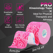 OK TAPE PRO Kinesiology Tape Uncut Roll, Elastic Physical Therapy Athletic Tape for Pain Relief, Muscle Support, Kinetic Tape, Water Resistant, 2in X 16.4ft -Black Gray 2 Rolls