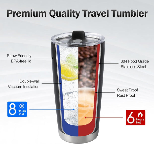 Personalized Coffee Tumbler with Picture & Text - Personalized Travel Coffee Mug - Custom 20oz Stainless Steel Tumbler Cup with Lid - Custom Cup Gift for Dad, Mom, Friends