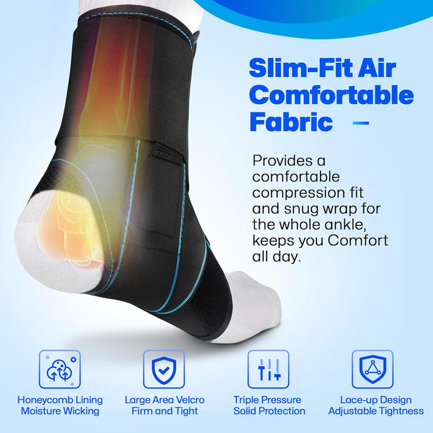 Lace Up Ankle Brace for Women Men, Ankle Support for Sprained Ankle, Plantar Fasciitis Brace Ankles Stabilizer Wrap for Basketball, Volleyball, Sports, Injury Recovery, M