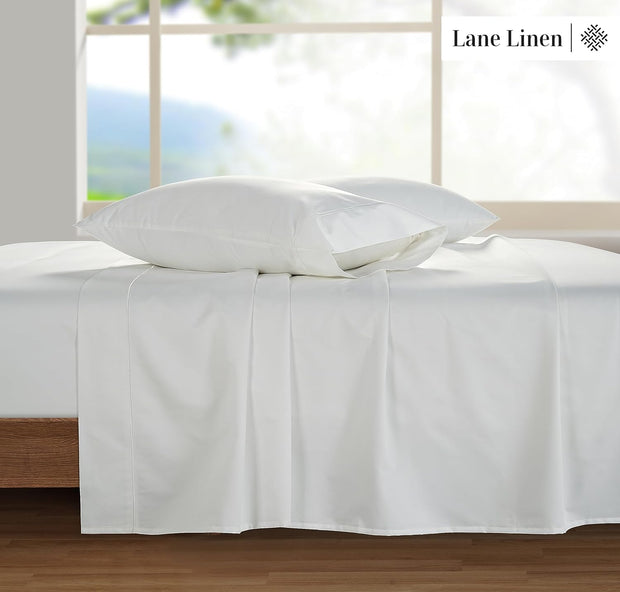 LANE LINEN 100% Egyptian Cotton White Sheets King Size - 1500 TC, 4 Pc - Luxury Sateen Weave Cotton King Size Sheets Set - 15" Extra Deep Pocket King Sheets Sets - White Bed Sheets