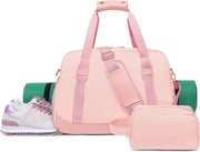Sports Gym Bag for Women, Travel Duffle Bag with Shoe Compartment & Wet Pocket, Fitness Yoga Bag Weekender Overnight Bag Small