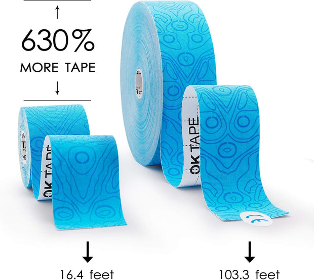 (2in X 103 Feet) OK TAPE PRO Bulk Kinesiology Tape, Original Elastic Latex Free Kinesiology Therapeutic Tape, Free Cut Printed