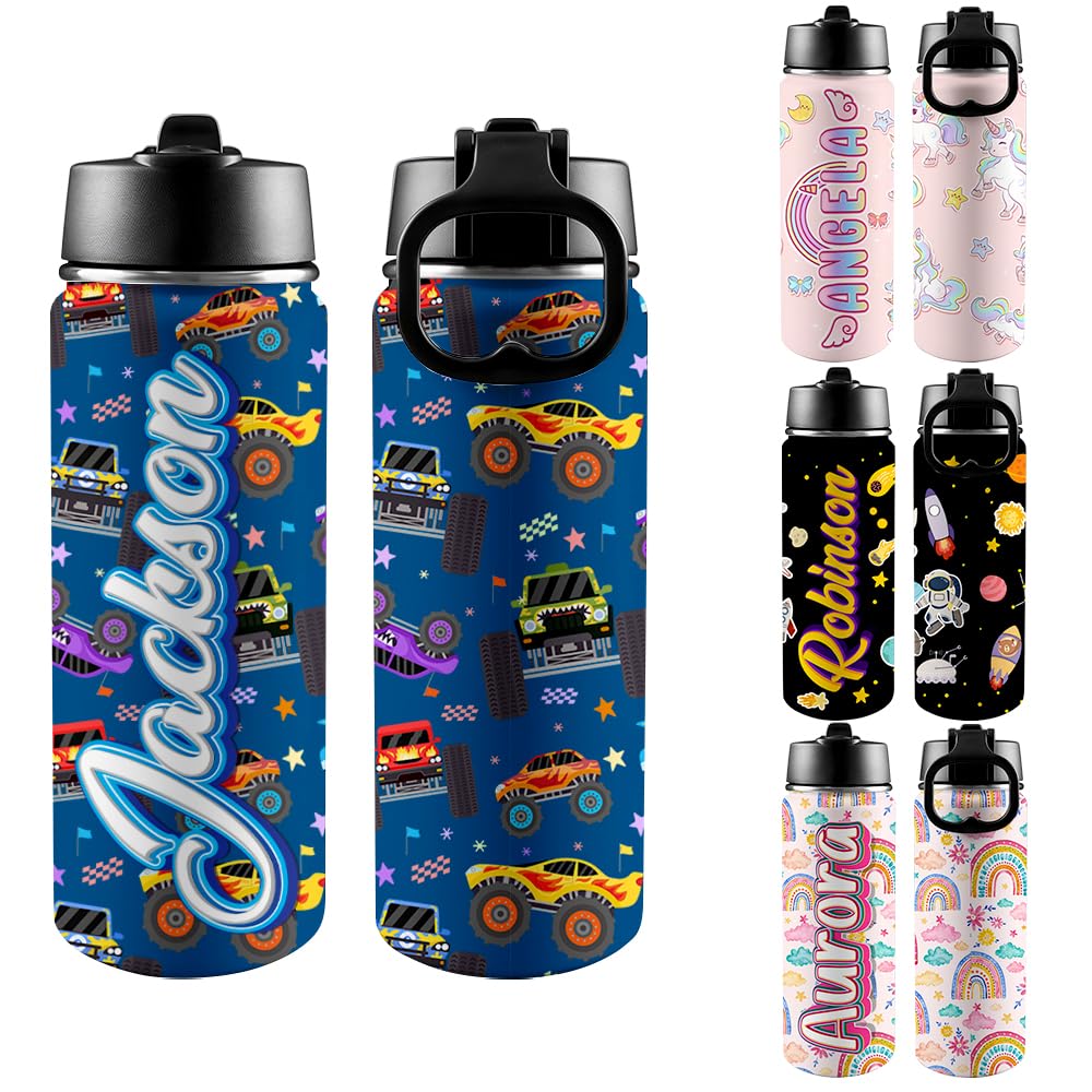 Custom Water Bottle with Photo, 18/32 oz Personalized Picture Stainless Steel Sports Water Bottle for Kids Men Women, Customize Double Wall Vacuum Insulated Bottle Birthday Gifts Water Bottle