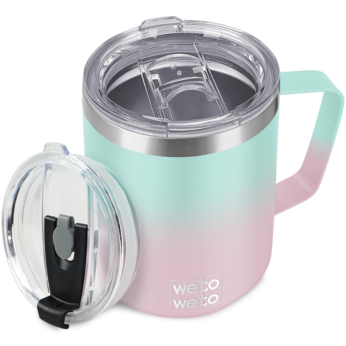 WETOWETO 14 oz Coffee Mug, Vacuum Insulated Camping Mug with Lid, Double Wall Stainless Steel Travel Tumbler Cup, Thermal Coffee Mug, Powder Coated Navy Blue